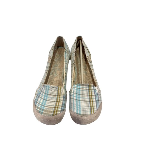 Mudd Women's Preform Plaid Flats Green Blue Slip On Casual 90s Retro Sz 8.5 NIB - Picture 5 of 10